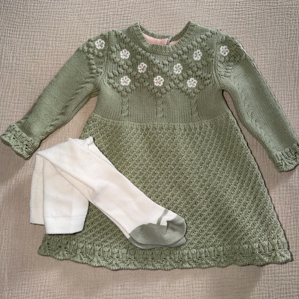Cupcakes & Cashmere Green Knit Baby Outfit